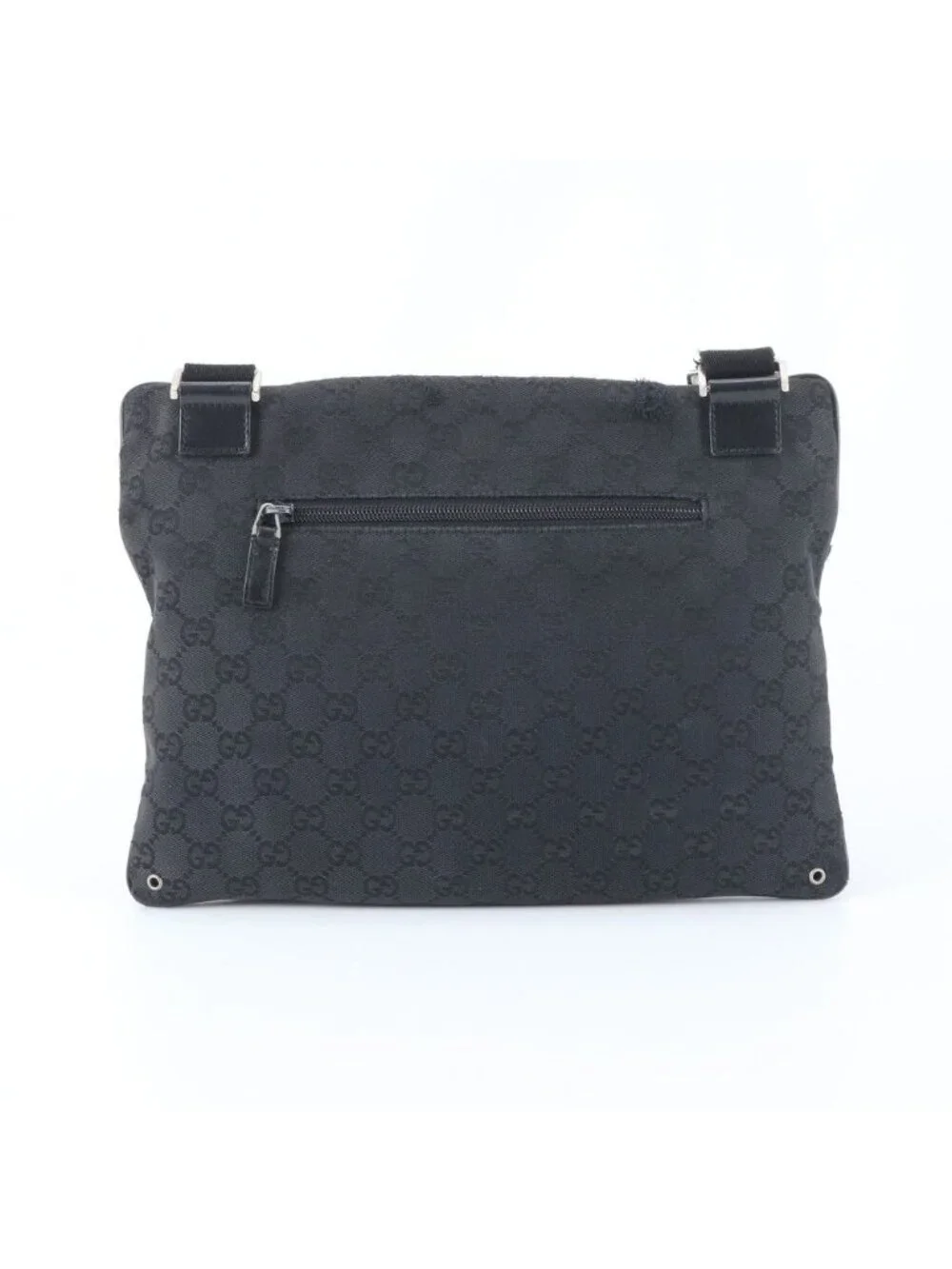 Gucci GG Canvas Leather Shoulder Bag Crossbody Messenger Business Tote Black